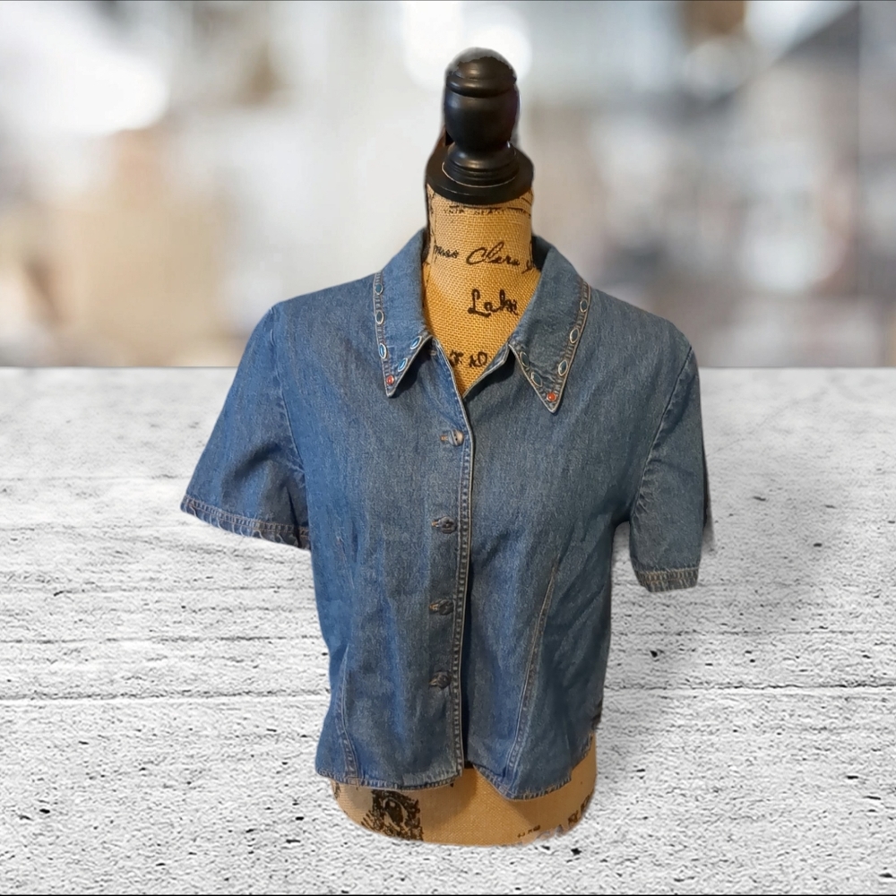 Jessica Howard cropped denim top size 10 - Picture 8 of 10